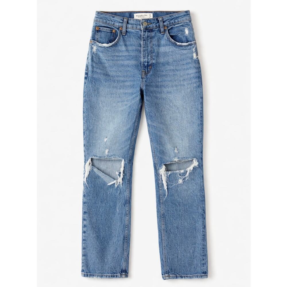 Abercrombie & Fitch 90s Straight Ultra High Rise Distressed Jeans Curve Love 27
